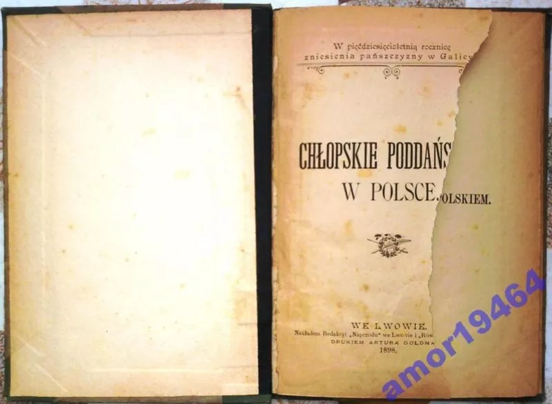 Chłopskie poddaństwo w Polsce. Wydawca: Lwów :1898- 85 s.   Druk.A.Gol 2